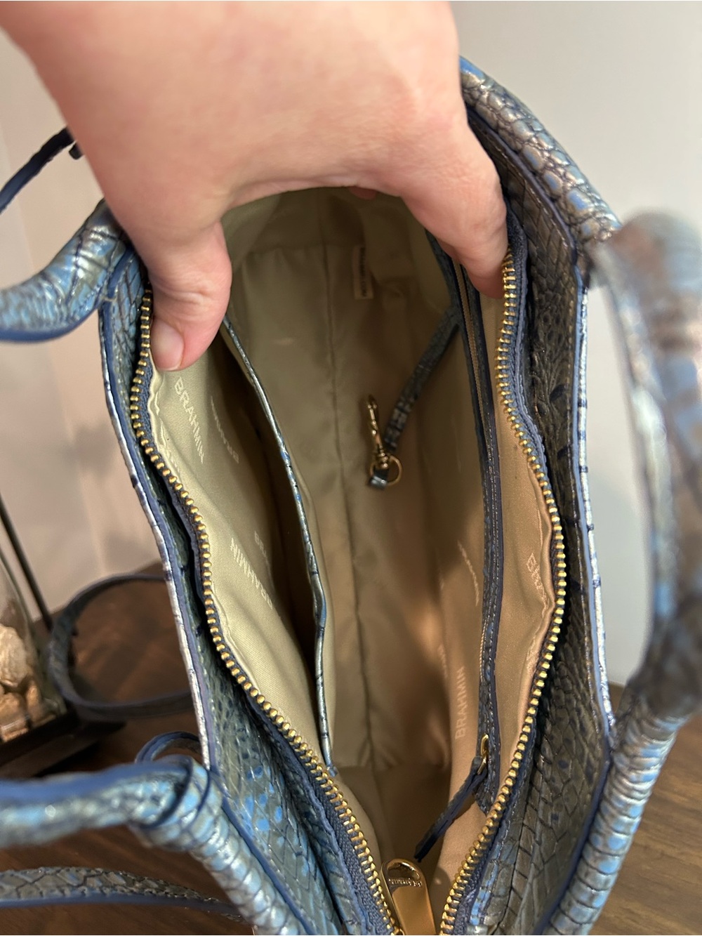 Brahmin Elaine Serenity Blue Ombre Melbourne Satchel Crossbody Retired - Picture 13 of 13